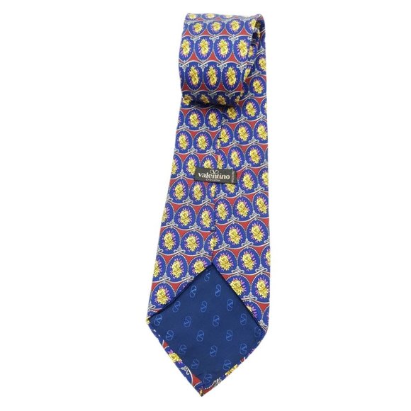 Valentino Cravatte Vintage Silk Red Yellow Blue Neck Tie - Picture 1 of 7